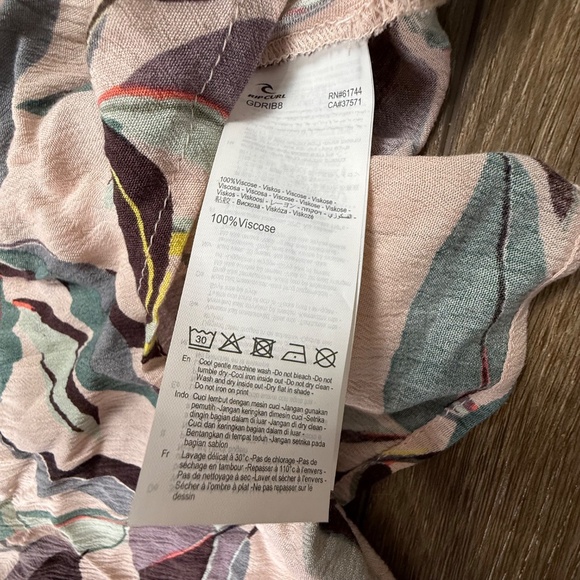 Rip Curl Women's Floral Cover-up Dress Boho Tank Double V NWT Sz S Flowly, Pink - Picture 4 of 8